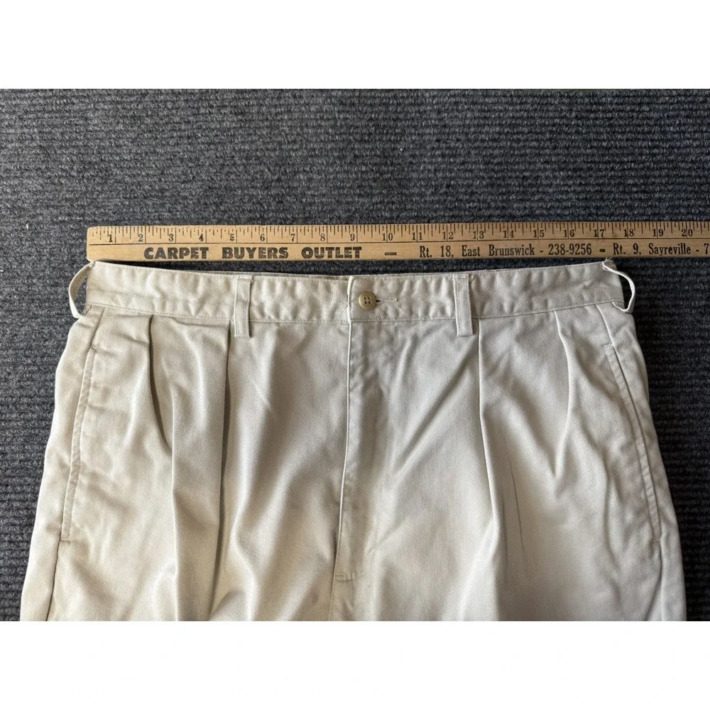 Polo Ralph Lauren Andrew Pants Mens Size 35x32 Khaki Vintage Baggy Pleated Chino